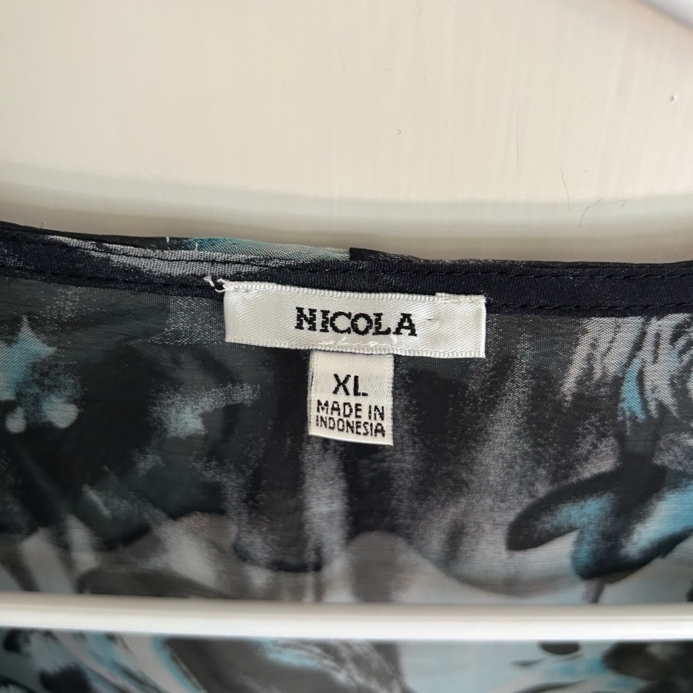 NICOLA Sheer Blouse - Black and Blue - Picture 3 of 10